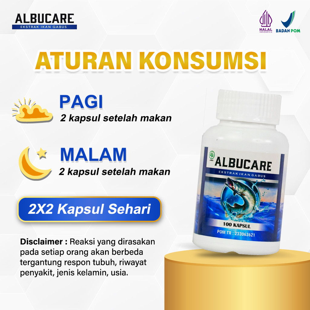 Albucare 100% Ekstrak Ikan Gabus Isi 60 Kapsul 2